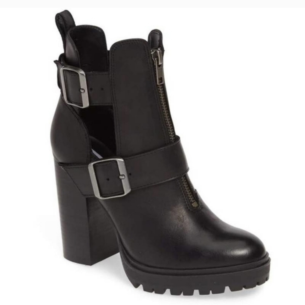 Steve Madden Black Buckle Heeled Boots